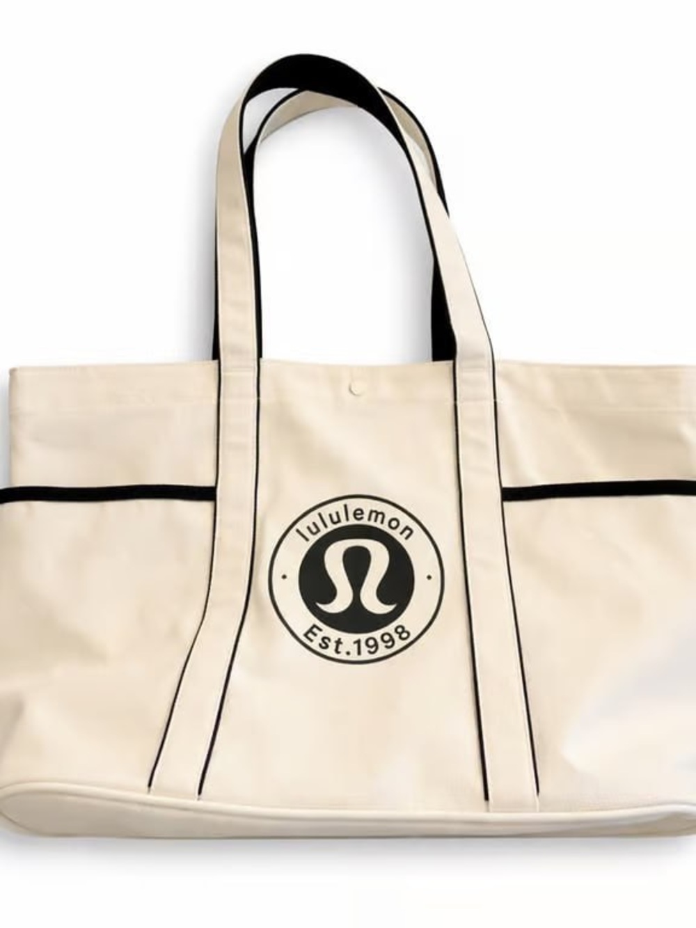lululemon athletica White and Black Logo Tote